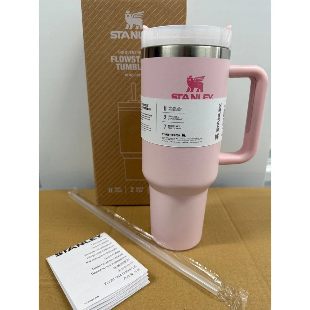 Stanley Quencher H2.0 FlowState Tumbler 40oz Peony Pink Insulated Cup New - Picture 2 of 8